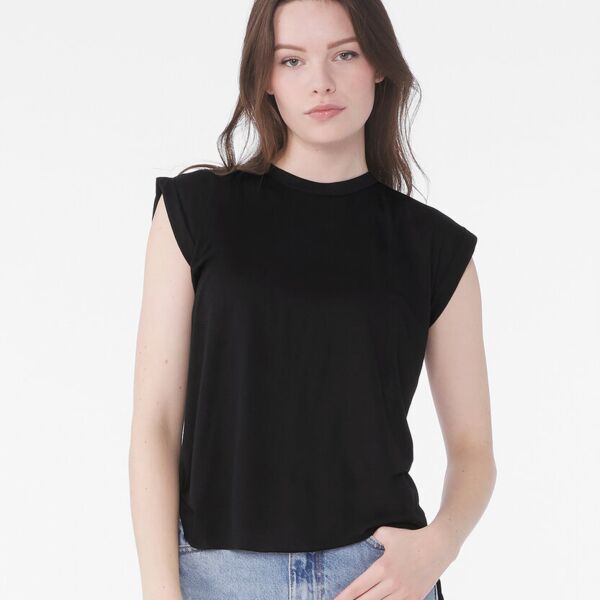 Women's flowy muscle tee with rolled cuff Thumbnail